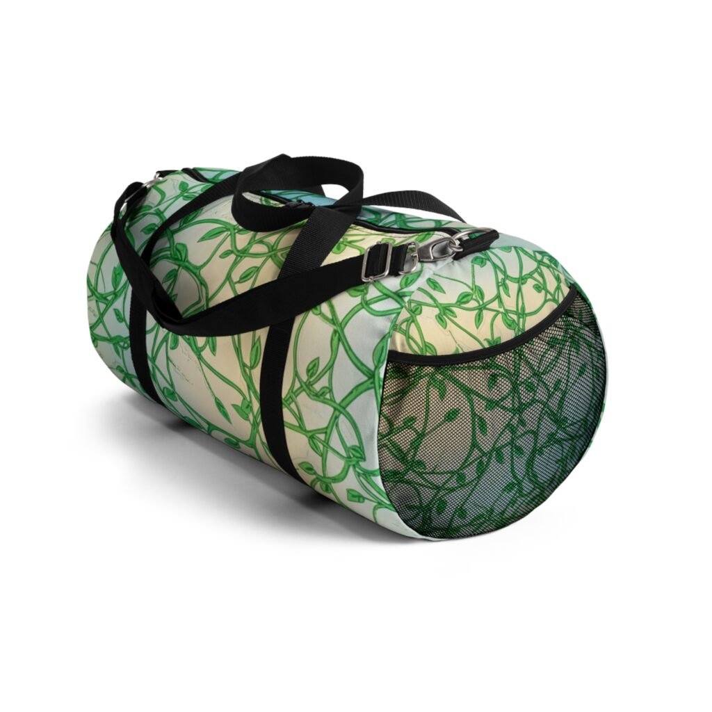 Green vines pattern duffel bag botanical travel gym tote 5